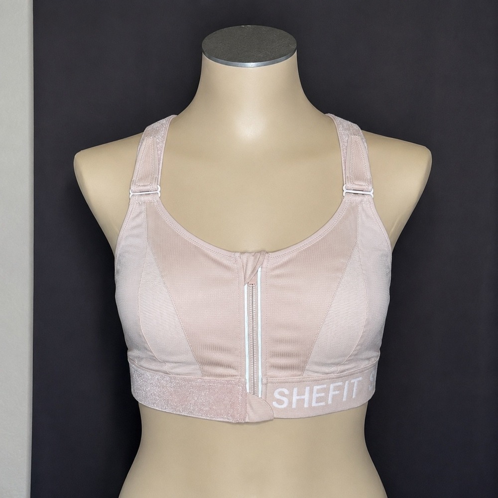 Shefit Ultimate Sports Bra Sand Beige High Impact Front Zip Adjustable Size 1Lux